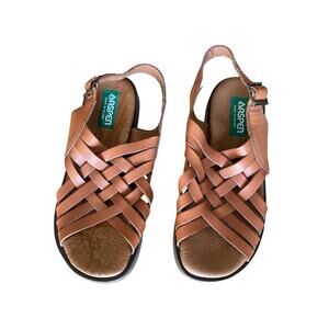 Earthing Aspen Sandals Womens Size 8.5 Brown Leather Made in Poland Comfort Shoe